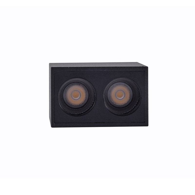  Spot Sobrepor Nordecor Downlight Powerus 2 Focos 4 watts 3000K Preto IRC90 35° Bivolt 55x36x70mm 6398