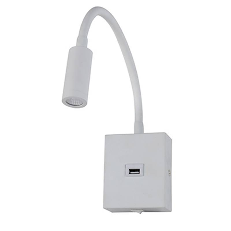 Arandela Nordecor Aine com USB 3 watts 3000K Branco Bivolt 90x75mm 2465