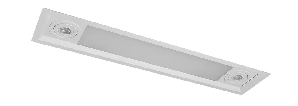Luminária Retangular Embutir Slim Recuada Belly Iluminação 2L T8 600mm + 2L PAR 20 L-650/1