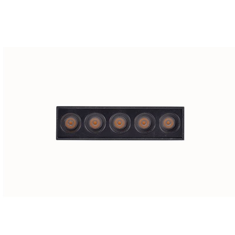  Spot Sobrepor Nordecor Downlight Powerus 5 Focos 10 watts 3000K Preto IRC90 38° Bivolt 137x35x70mm 6390