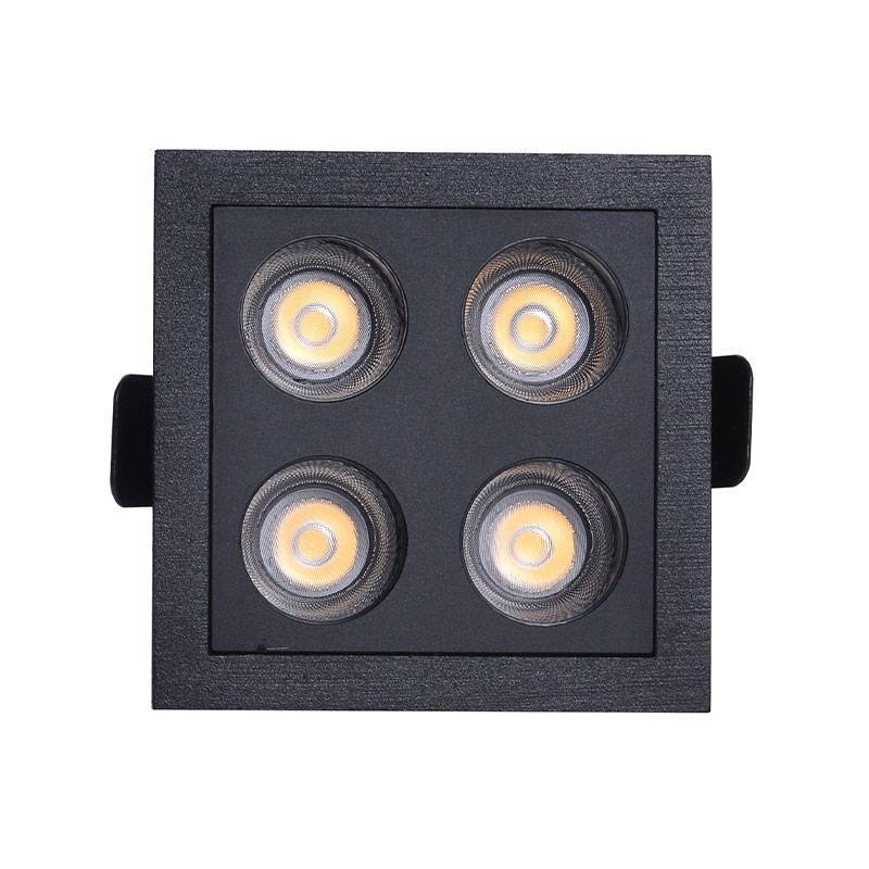 Embutido Nordecor Downlight Powerus 4 Focos 8 watts Preto 3000K IRC90 38° Bivolt 75x75x50mm 6380