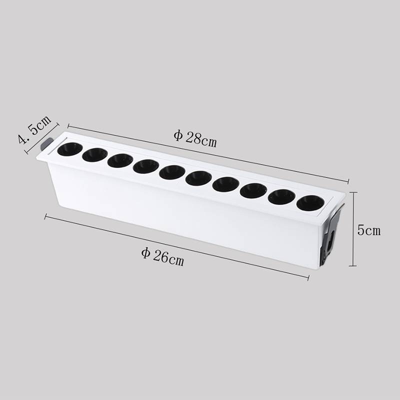 Embutido Nordecor Downlight Powerus 10 Focos 20 watts Branco e Preto 3000K IRC90 38° Bivolt 280x45x50mm 6377