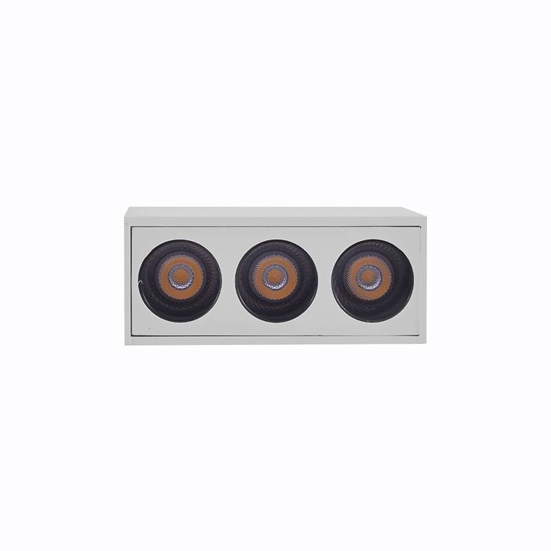  Spot Sobrepor Nordecor Downlight Powerus 3 Focos 6 watts 3000K Branco e Preto IRC90 38° Bivolt 84x36x70mm 6399