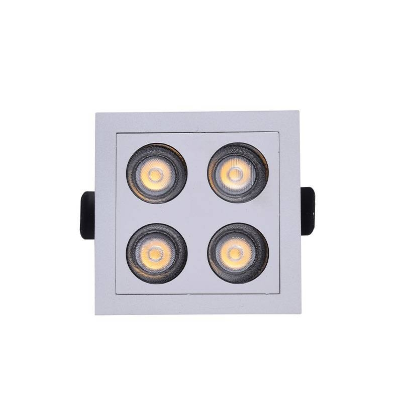 Embutido Nordecor Downlight Powerus 4 Focos 8 watts Branco e Preto 3000K IRC90 38° Bivolt 75x75x50mm 6379