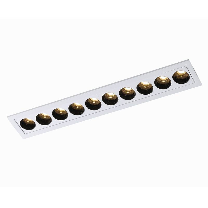 Embutido Nordecor Downlight Powerus 10 Focos 20 watts Branco e Preto 3000K IRC90 38° Bivolt 280x45x50mm 6377
