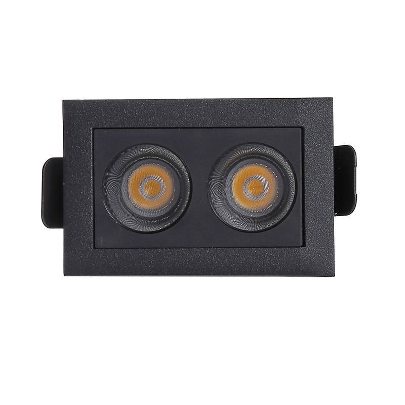 Embutido Nordecor Downlight Powerus 2 Focos 4 watts Preto 3000K IRC90 38° Bivolt 69x46x52mm 6372