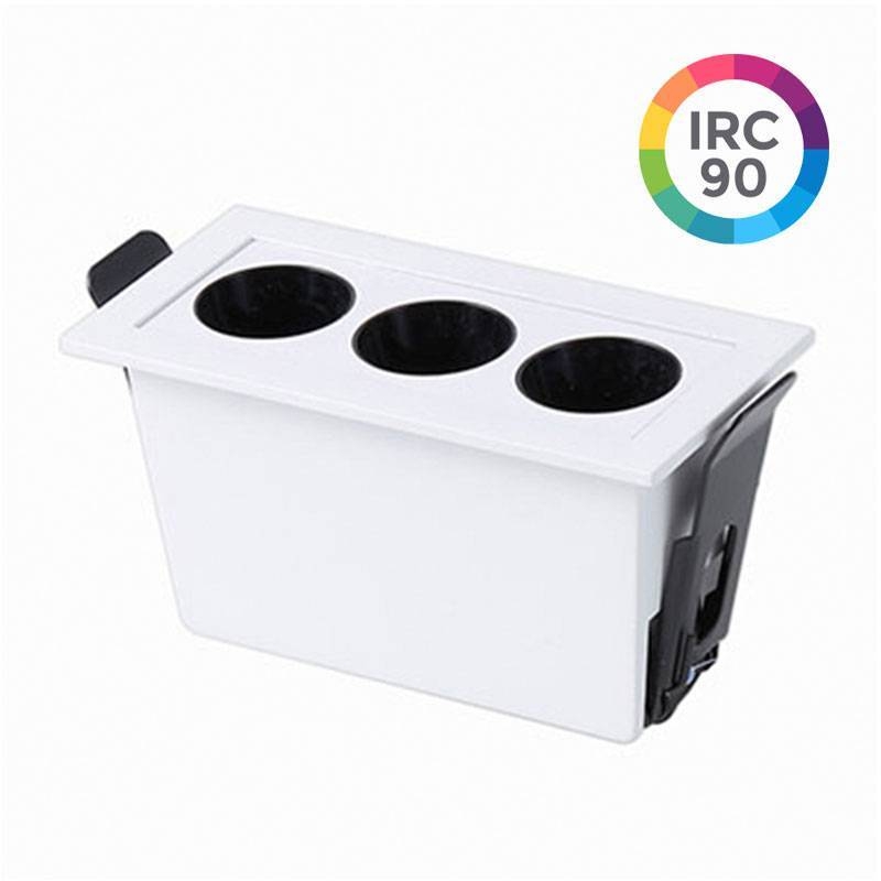 Embutido Nordecor Downlight Powerus 3 Focos 6 watts Branco e Preto 3000K IRC90 38° Bivolt 96x46x52mm 6373