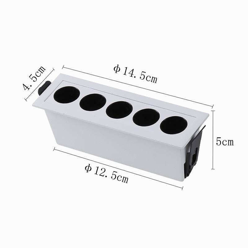 Embutido Nordecor Downlight Powerus 5 Focos 10 watts Branco e Preto 3000K IRC90 38° Bivolt 148x46x52mm 6375