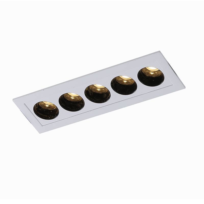 Embutido Nordecor Downlight Powerus 5 Focos 10 watts Branco e Preto 3000K IRC90 38° Bivolt 148x46x52mm 6375