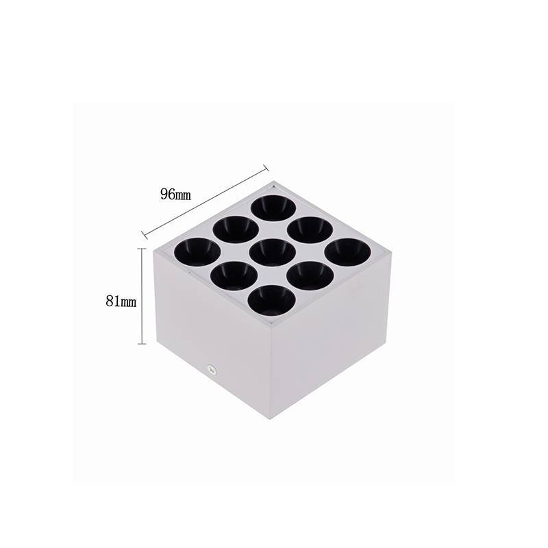  Spot Sobrepor Nordecor Downlight Powerus 9 Focos 18 watts 3000K Branco e Preto IRC90 38° Bivolt 96x96x81mm 6387