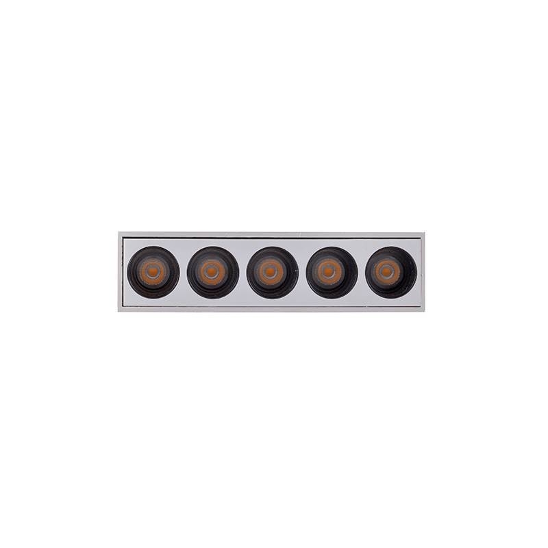  Spot Sobrepor Nordecor Downlight Powerus 5 Focos 10 watts 3000K Branco e Preto IRC90 38° Bivolt 137x35x70mm 6389