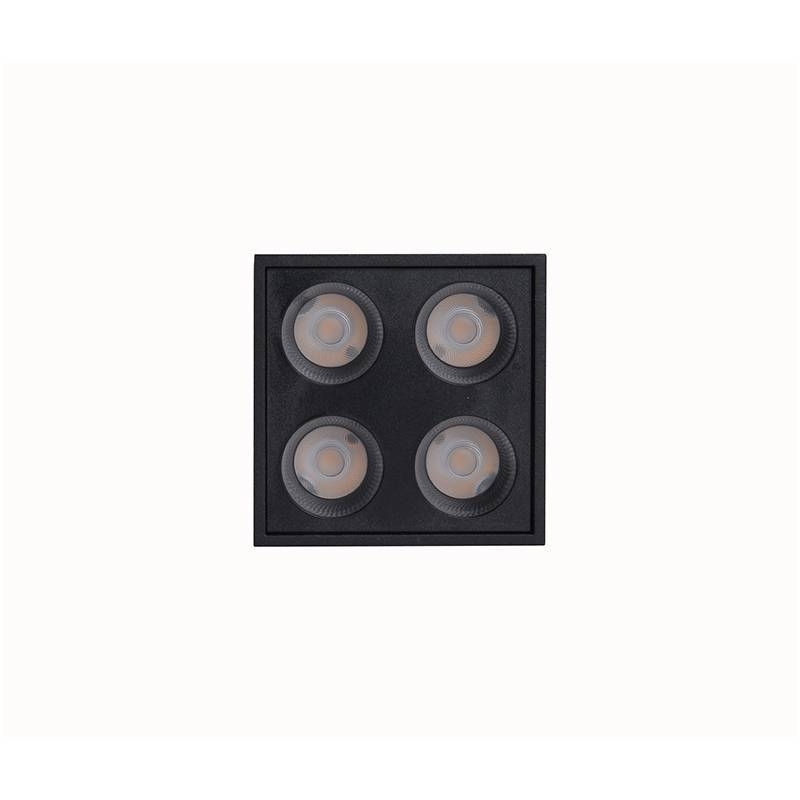  Spot Sobrepor Nordecor Downlight Powerus 4 Focos 8 watts Preto 3000K IRC90 38° Bivolt 66x66x71mm 6386