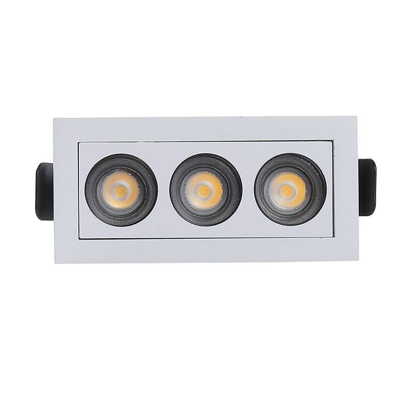 Embutido Nordecor Downlight Powerus 3 Focos 6 watts Branco e Preto 3000K IRC90 38° Bivolt 96x46x52mm 6373