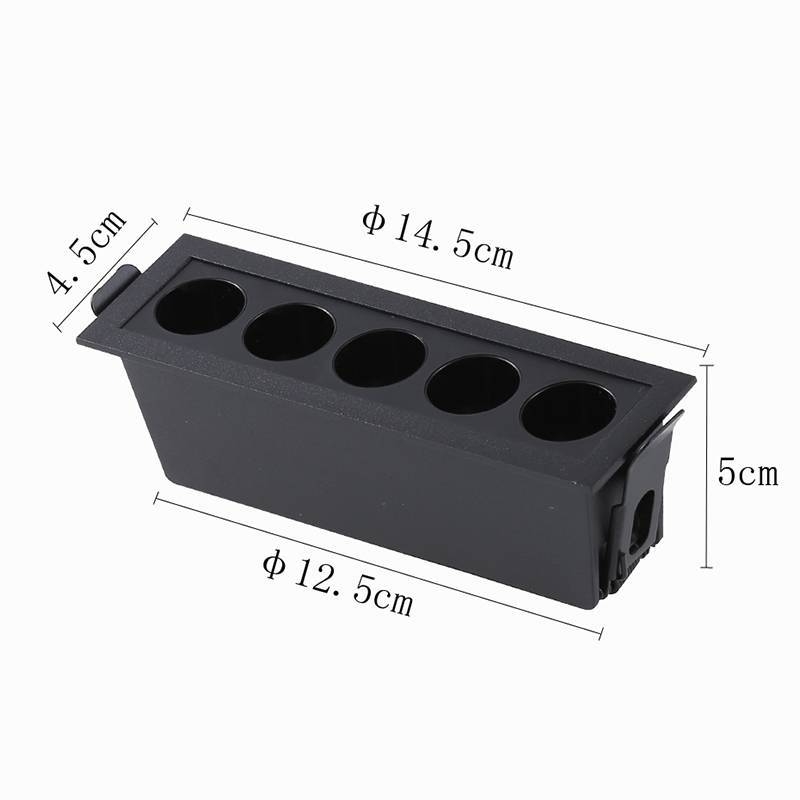 Embutido Nordecor Downlight Powerus 5 Focos 10 watts Preto 3000K IRC90 38° Bivolt 148x46x52mm 6376