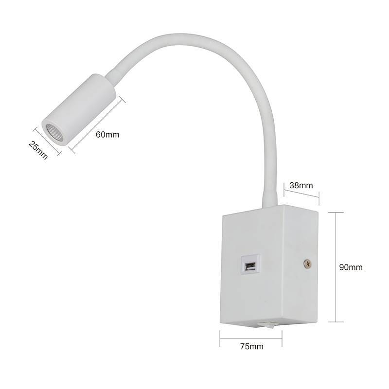 Arandela Nordecor Aine com USB 3 watts 3000K Branco Bivolt 90x75mm 2465