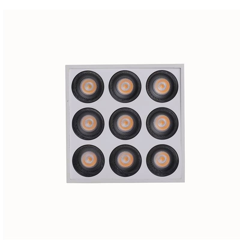  Spot Sobrepor Nordecor Downlight Powerus 9 Focos 18 watts 3000K Branco e Preto IRC90 38° Bivolt 96x96x81mm 6387