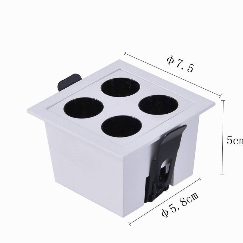 Embutido Nordecor Downlight Powerus 4 Focos 8 watts Branco e Preto 3000K IRC90 38° Bivolt 75x75x50mm 6379