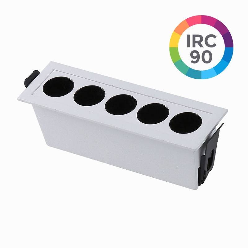 Embutido Nordecor Downlight Powerus 5 Focos 10 watts Branco e Preto 3000K IRC90 38° Bivolt 148x46x52mm 6375