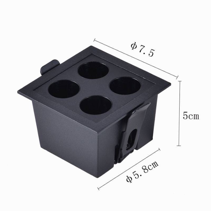 Embutido Nordecor Downlight Powerus 4 Focos 8 watts Preto 3000K IRC90 38° Bivolt 75x75x50mm 6380