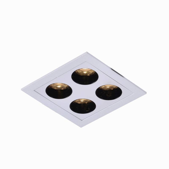 Embutido Nordecor Downlight Powerus 4 Focos 8 watts Branco e Preto 3000K IRC90 38° Bivolt 75x75x50mm 6379