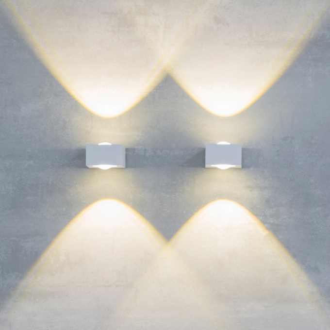 Arandela Nordecor Foluí Branco Retangular Facho Duplo 6 watts 3000K IP65 Bivolt 53x70x83mm 2005