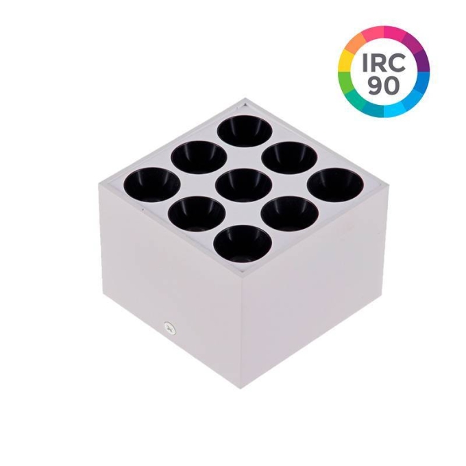  Spot Sobrepor Nordecor Downlight Powerus 9 Focos 18 watts 3000K Branco e Preto IRC90 38° Bivolt 96x96x81mm 6387