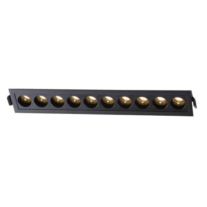 Embutido Nordecor Downlight Powerus 10 Focos 20 watts Preto 3000K IRC90 38° Bivolt 280x45x50mm 6378
