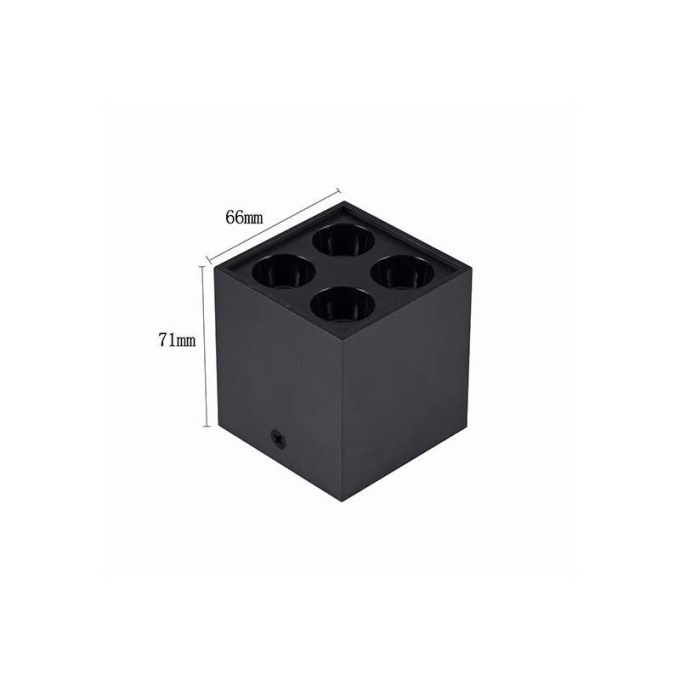  Spot Sobrepor Nordecor Downlight Powerus 4 Focos 8 watts Preto 3000K IRC90 38° Bivolt 66x66x71mm 6386