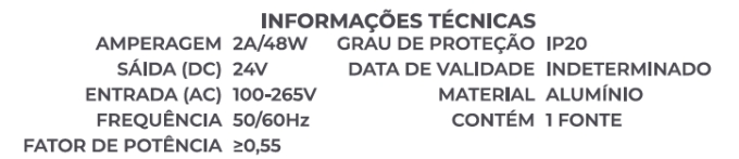Fonte 24V Slim Nordecor 2A 48 watts IP20  312x18x18mm (Ultra Fina) 7068