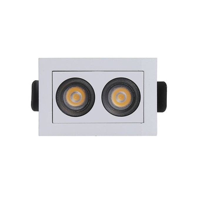 Embutido Nordecor Downlight Powerus 2 Focos 4 watts Branco e Preto 3000K IRC90 38° Bivolt 69x46x52mm 6371