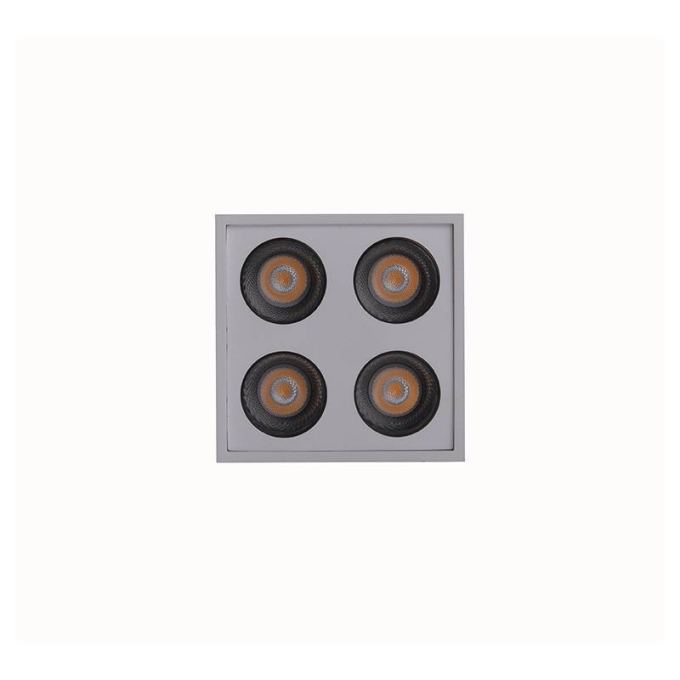  Spot Sobrepor Nordecor Downlight Powerus 4 Focos 8 watts Branco e Preto 3000K IRC90 38° Bivolt 66x66x71mm 6385