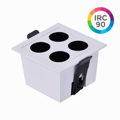 Embutido Nordecor Downlight Powerus 4 Focos 8 watts Branco e Preto 3000K IRC90 38° Bivolt 75x75x50mm 6379