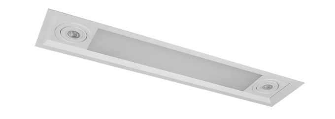 Luminária Retangular Embutir Slim Recuada Belly Iluminação 2L T8 1200mm + 2L PAR 20 L-650/2