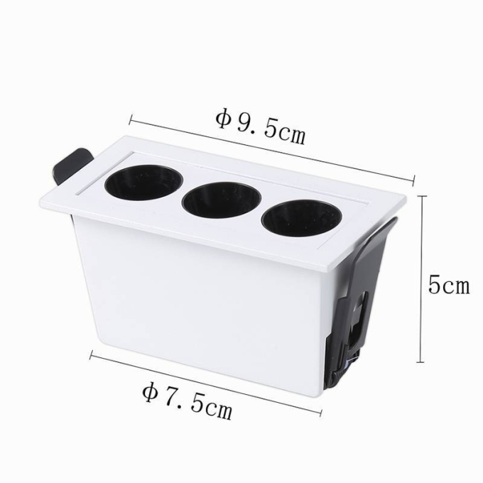 Embutido Nordecor Downlight Powerus 3 Focos 6 watts Branco e Preto 3000K IRC90 38° Bivolt 96x46x52mm 6373