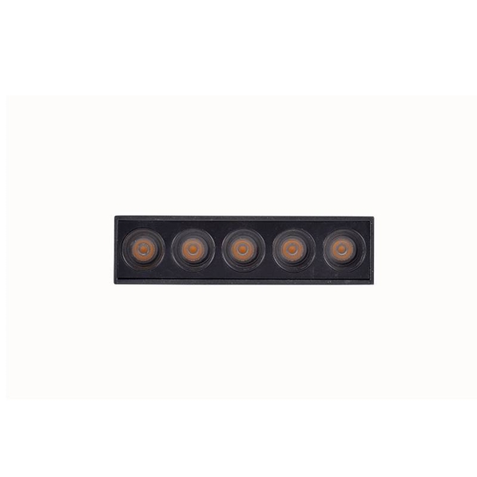  Spot Sobrepor Nordecor Downlight Powerus 5 Focos 10 watts 3000K Preto IRC90 38° Bivolt 137x35x70mm 6390
