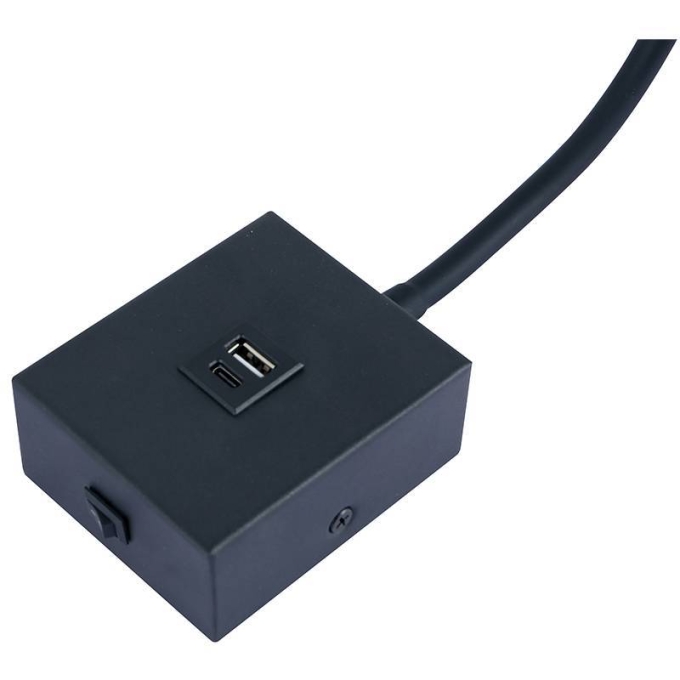 Arandela Nordecor Aine com USB 3 watts 3000K Preto Bivolt 90x75mm 2466