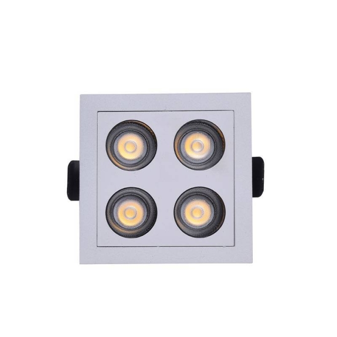 Embutido Nordecor Downlight Powerus 4 Focos 8 watts Branco e Preto 3000K IRC90 38° Bivolt 75x75x50mm 6379