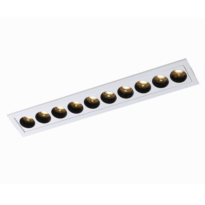 Embutido Nordecor Downlight Powerus 10 Focos 20 watts Branco e Preto 3000K IRC90 38° Bivolt 280x45x50mm 6377