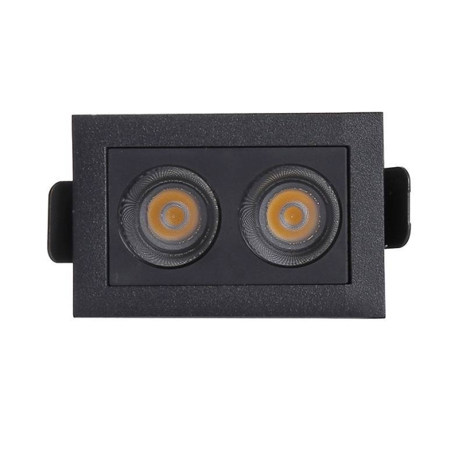 Embutido Nordecor Downlight Powerus 2 Focos 4 watts Preto 3000K IRC90 38° Bivolt 69x46x52mm 6372