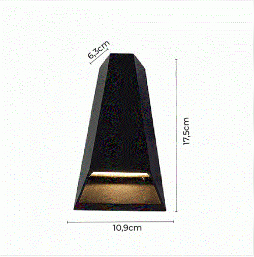 Arandela Nordecor Mid Preto Facho Duplo Aberto e Fechado 10 watts 3000K IP65 Bivolt 175x119mm 2006