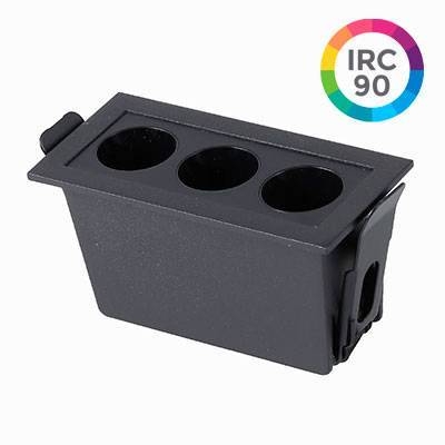 Embutido Nordecor Downlight Powerus 3 Focos 6 watts Preto 3000K IRC90 35° Bivolt 96x46x52mm 6374