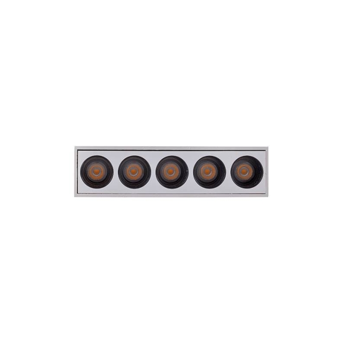  Spot Sobrepor Nordecor Downlight Powerus 5 Focos 10 watts 3000K Branco e Preto IRC90 38° Bivolt 137x35x70mm 6389