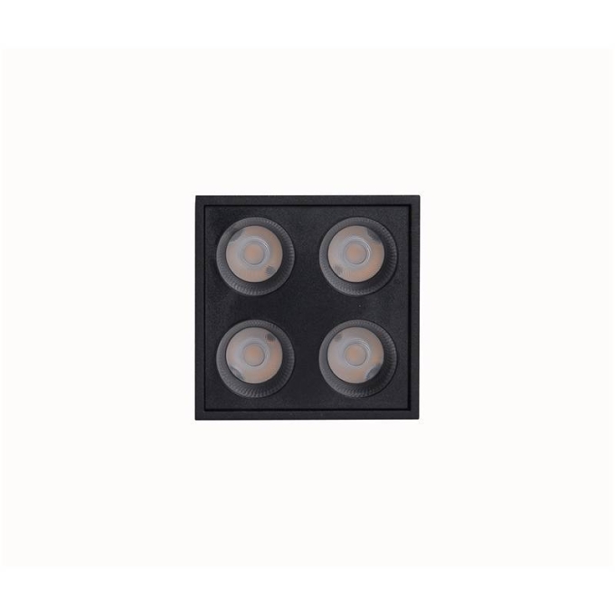  Spot Sobrepor Nordecor Downlight Powerus 4 Focos 8 watts Preto 3000K IRC90 38° Bivolt 66x66x71mm 6386
