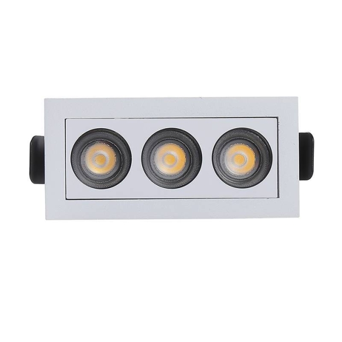 Embutido Nordecor Downlight Powerus 3 Focos 6 watts Branco e Preto 3000K IRC90 38° Bivolt 96x46x52mm 6373