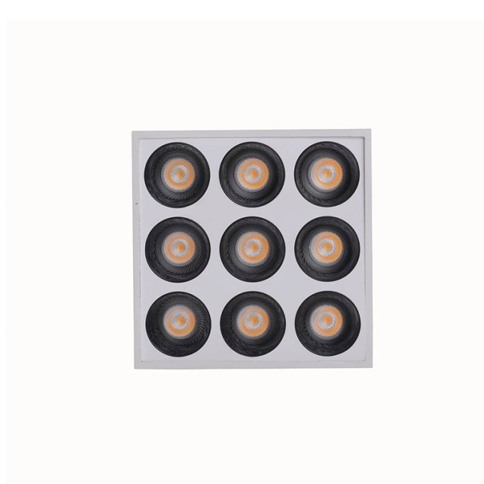  Spot Sobrepor Nordecor Downlight Powerus 9 Focos 18 watts 3000K Branco e Preto IRC90 38° Bivolt 96x96x81mm 6387