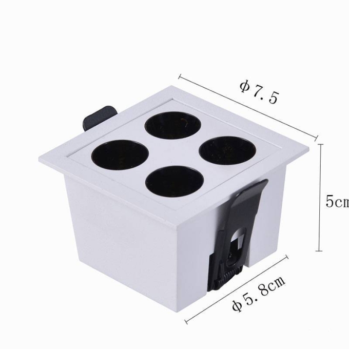 Embutido Nordecor Downlight Powerus 4 Focos 8 watts Branco e Preto 3000K IRC90 38° Bivolt 75x75x50mm 6379
