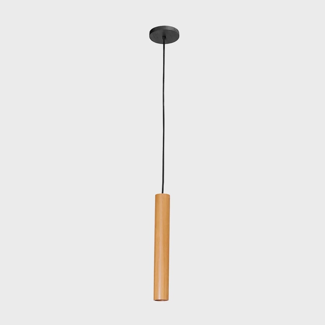 Pendente Madelustre Point Madeira 1L Mini Dicróica 350mm 3273