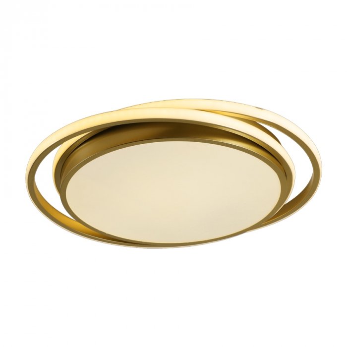 Plafon Usina Imports Tróia Redondo com Aros Externos Champagne 22 watts 3000K Bivolt 520X460X90mm UI20045/46CP-M