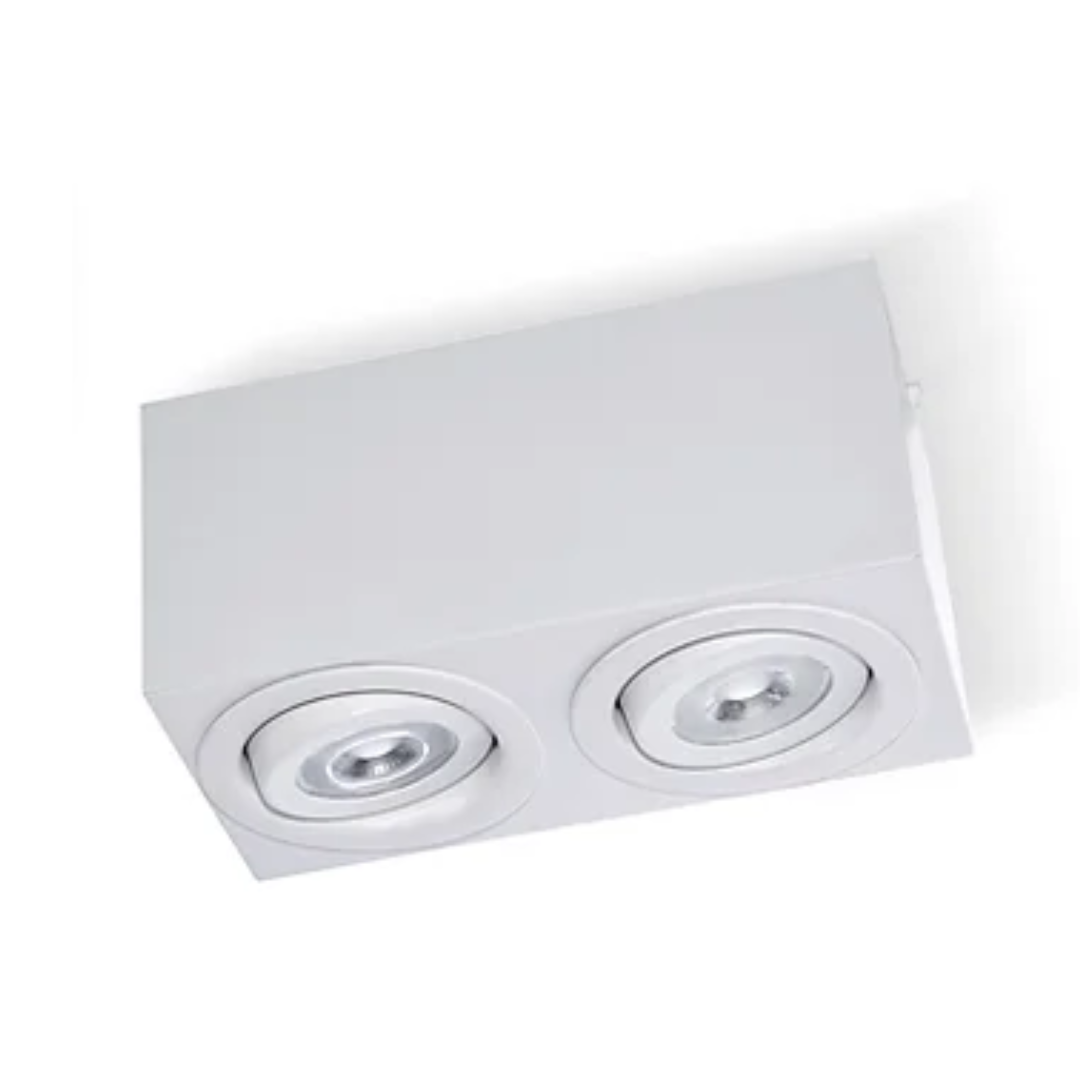 Plafon Sobrepor Retangular Face Reta Belly Iluminação Alumínio 2L AR111 170x340x90mm PF-153/2