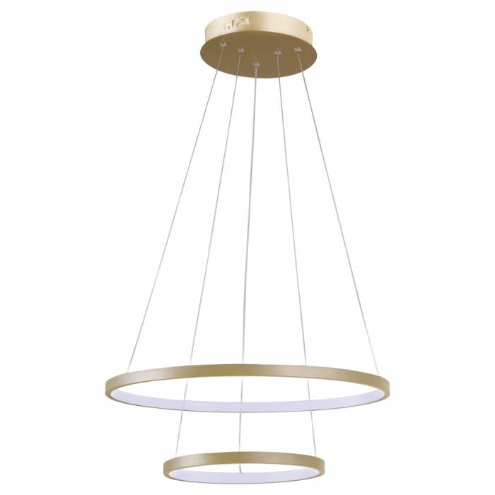 Pendente Usina Imports Orlo Duo 2 Aros Champagne 40 watts 3000K Bivolt Ø300+Ø500X1500mm UI20005/3050CP-M
